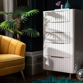 Josie Collection - Mahogany Wood 5 Drawer Tall Chest