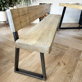Bespoke Collection - Rustic Wood Bench with Back - Chunky Triangle Frame