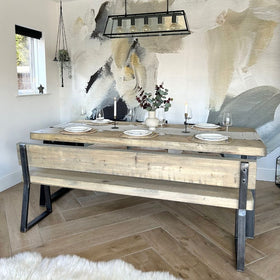 Bespoke Collection - Rustic Wood Bench with Back - Chunky Triangle Frame
