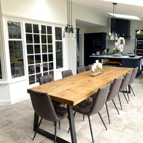 Driftwood bespoke rustic wood 320cm x 100cm (custom size) dining table with a chunky triangle frame