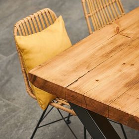 Rugger Brown Chunky Rustic Wood Outdoor Dining Table