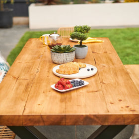 Rugger Brown Chunky Rustic Wood Outdoor Dining Table