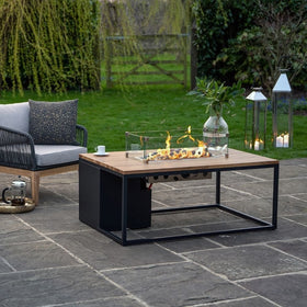 Honolulu Black and Teak Large Fire Pit