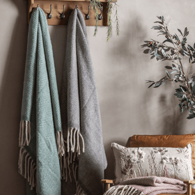 Wool Herringbone Throw - 4 Colours