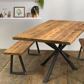 Driftwood Reclaimed Dining Table with Matching Bench