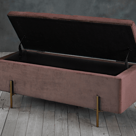 pink velvet storage ottoman