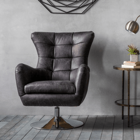 Henley Ebony Leather Swivel Chair