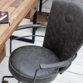 close up of grey office chair
