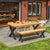 Rugger Brown Chunky Rustic Wood Outdoor Dining Table and Bench