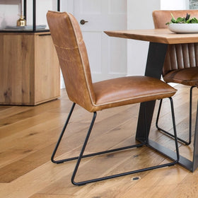 tan leather dining chair