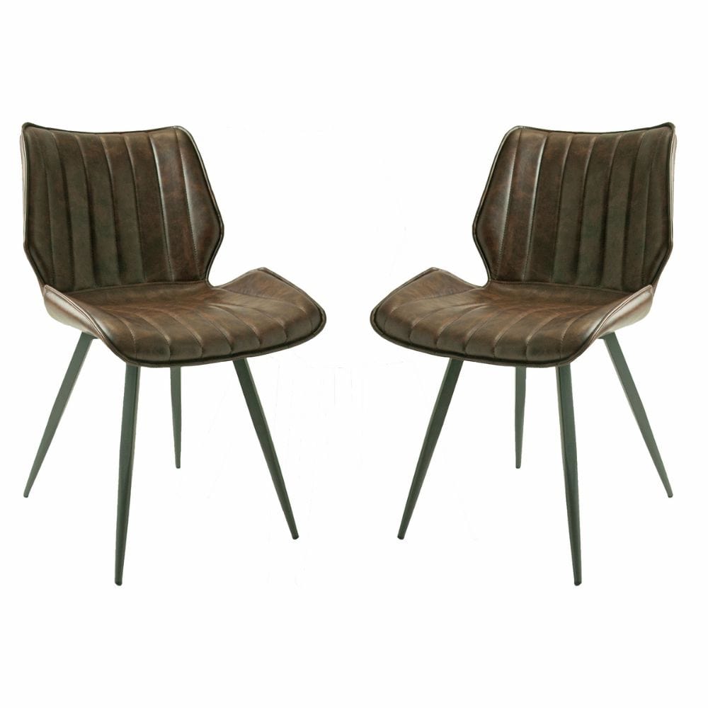 Coney Vegan Leather Dining Chairs - Chestnut