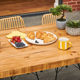 Rugger Brown Chunky Rustic Wood Outdoor Dining Table 