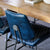 dark blue dining chair close up 