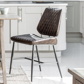 dark brown quilted dining chair