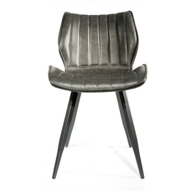 Coney Vegan Leather Dining Chairs - Charcoal Grey