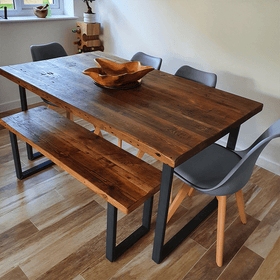 Rugger Brown Reclaimed 160cm Reclaimed Dining Table And Matching Bench