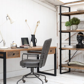 reclaimed desk and bookcase