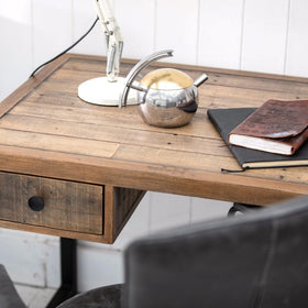 closeup of a reclaimed desk