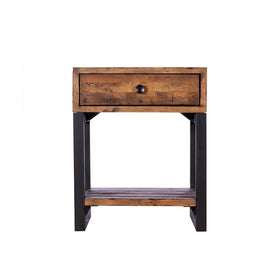 reclaimed lamp table with one drawer