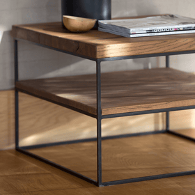 solid oak lamp table close up
