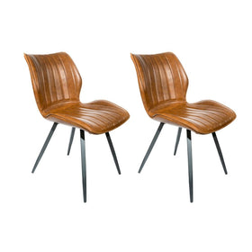 Coney Vegan Leather Dining Chairs - Tan
