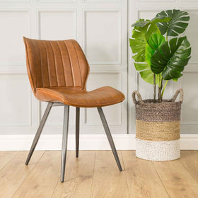 Coney Vegan Leather Dining Chairs - Tan