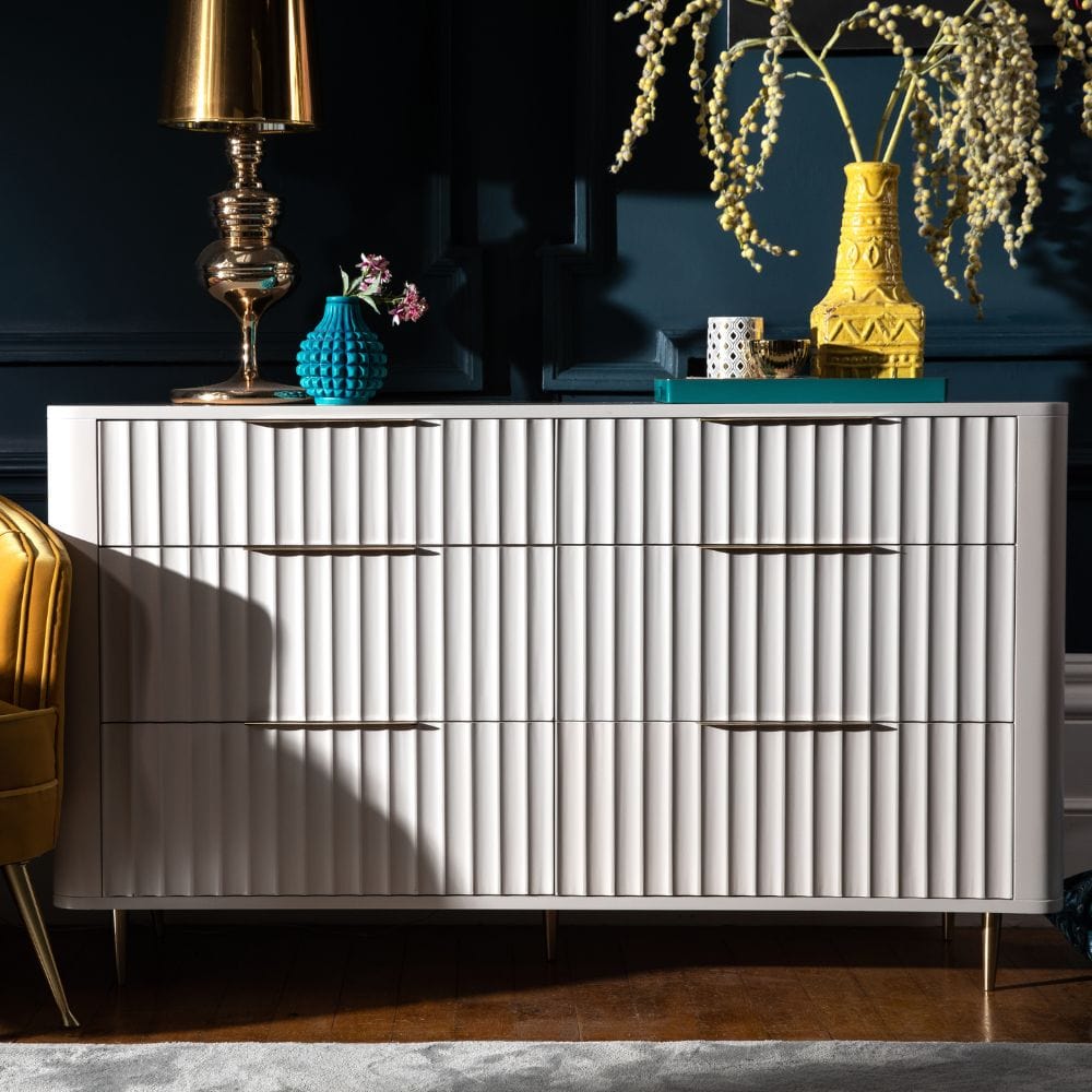 Josie Collection - Mahogany Wood 6 Drawer Wide Chest