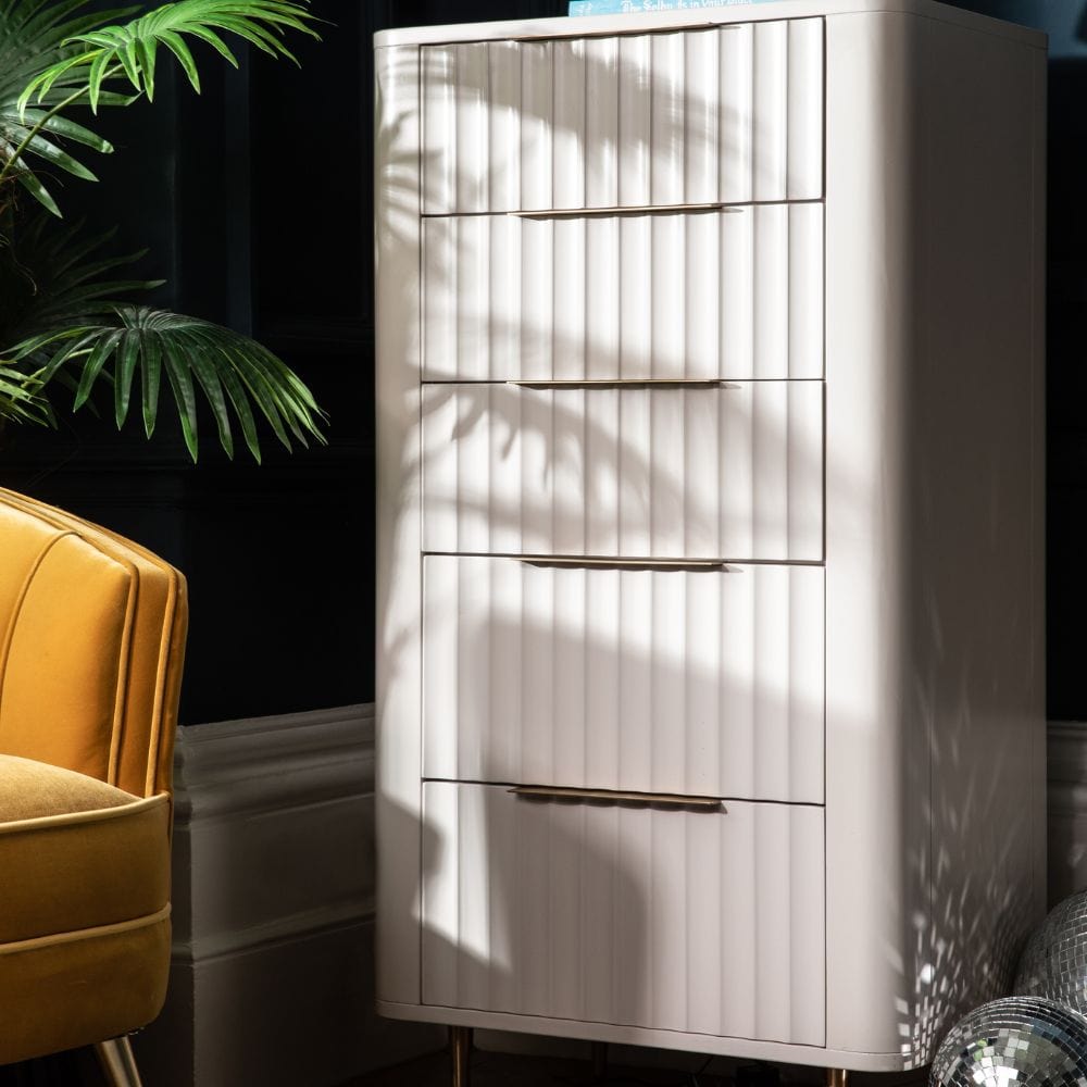 Josie Collection - Mahogany Wood 5 Drawer Tall Chest