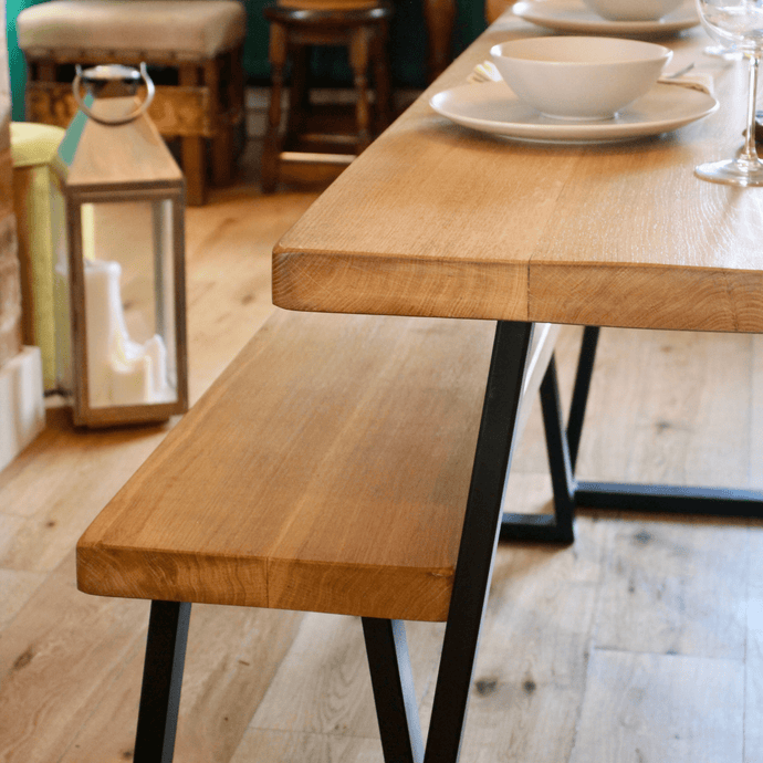 Bespoke Collection - Solid Oak Dining Table -Triangle Frame