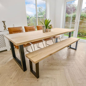 Bespoke Collection - Solid Oak 240cm Dining Table And 210cm Bench 