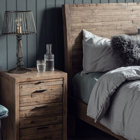 Florence Collection - Reclaimed Wood 3 Drawer Bedside Table