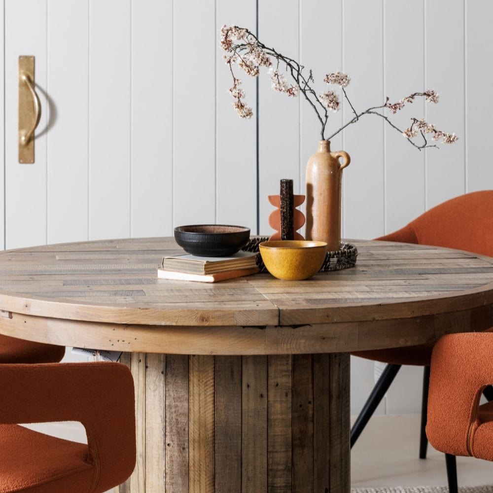 Westchester Collection - Reclaimed Wood Extending Round Dining Table (135cm - 185cm)
