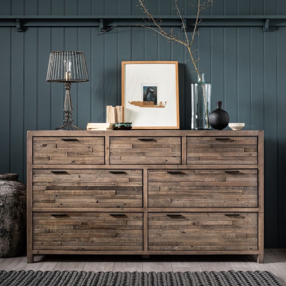 Florence Collection - Reclaimed Wood 7 Drawer Wide Chest