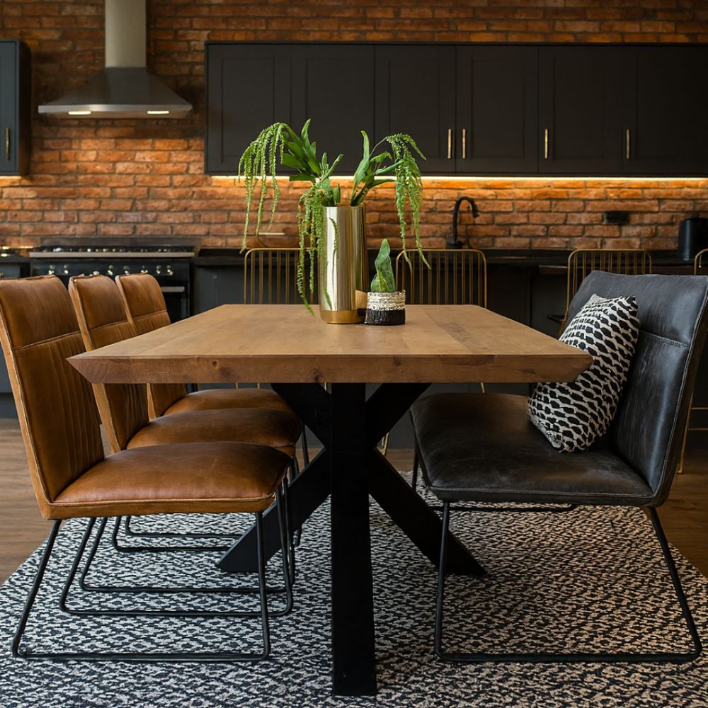 Kingston Collection - 200cm Solid Oak Dining Table Set