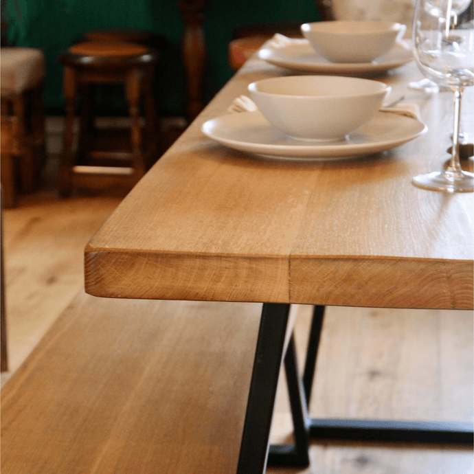 Bespoke Collection - Solid Oak Dining Bench - Triangle Frame