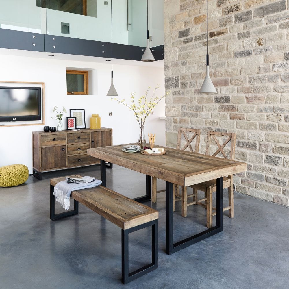 Williamsburg Collection - 180cm Reclaimed Wood Dining Table Set