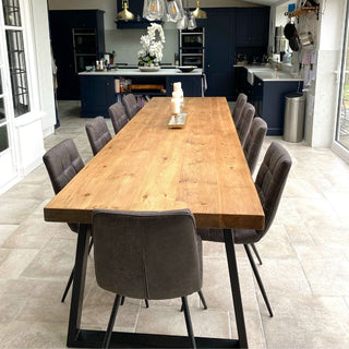 Driftwood bespoke rustic wood 320cm x 100cm (custom size) dining table with a chunky triangle frame