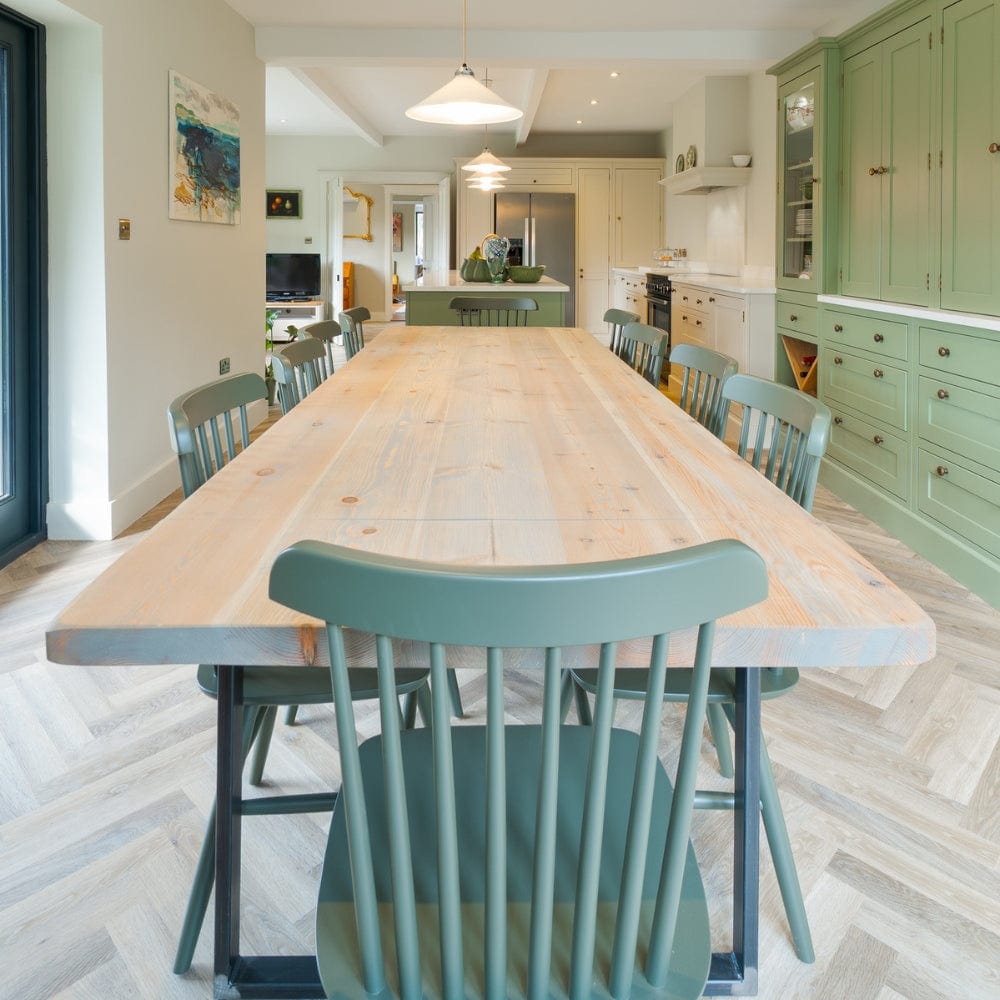 Grey wash 300cm x 100cm U base dining table