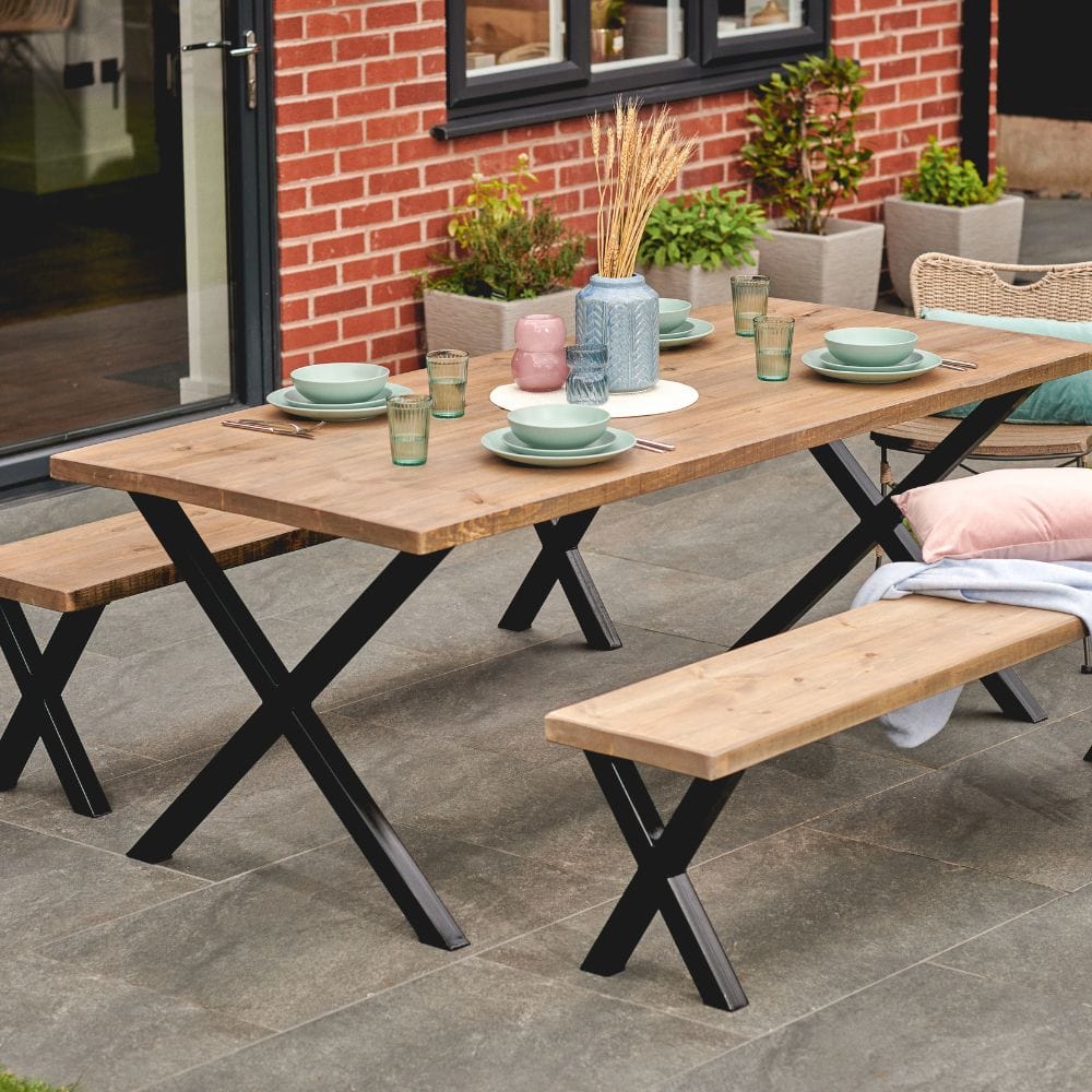  Rugger Brown Rustic Wood Outdoor Dining Table 