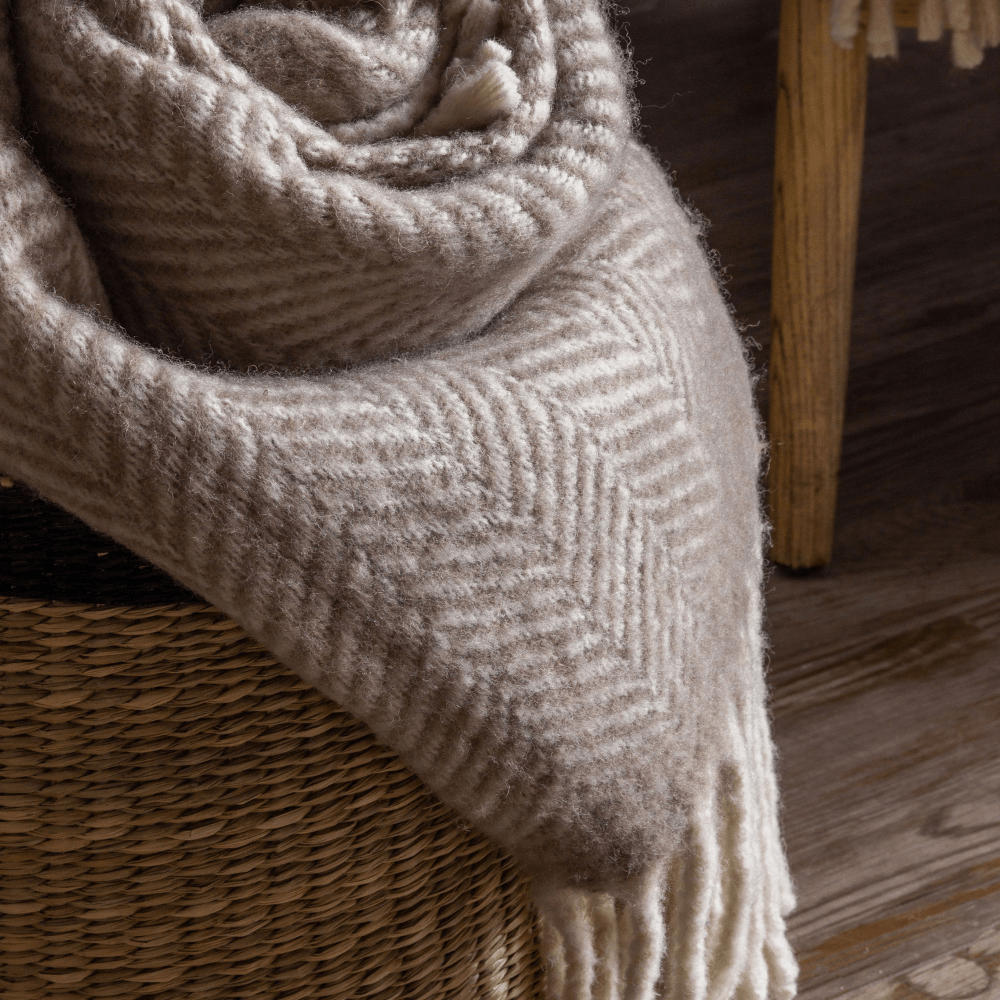Wool Herringbone Throw - 4 Colours