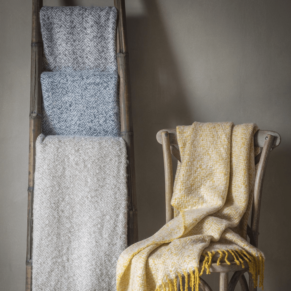 Faux Mohair Herringbone Throw - 5 Colours