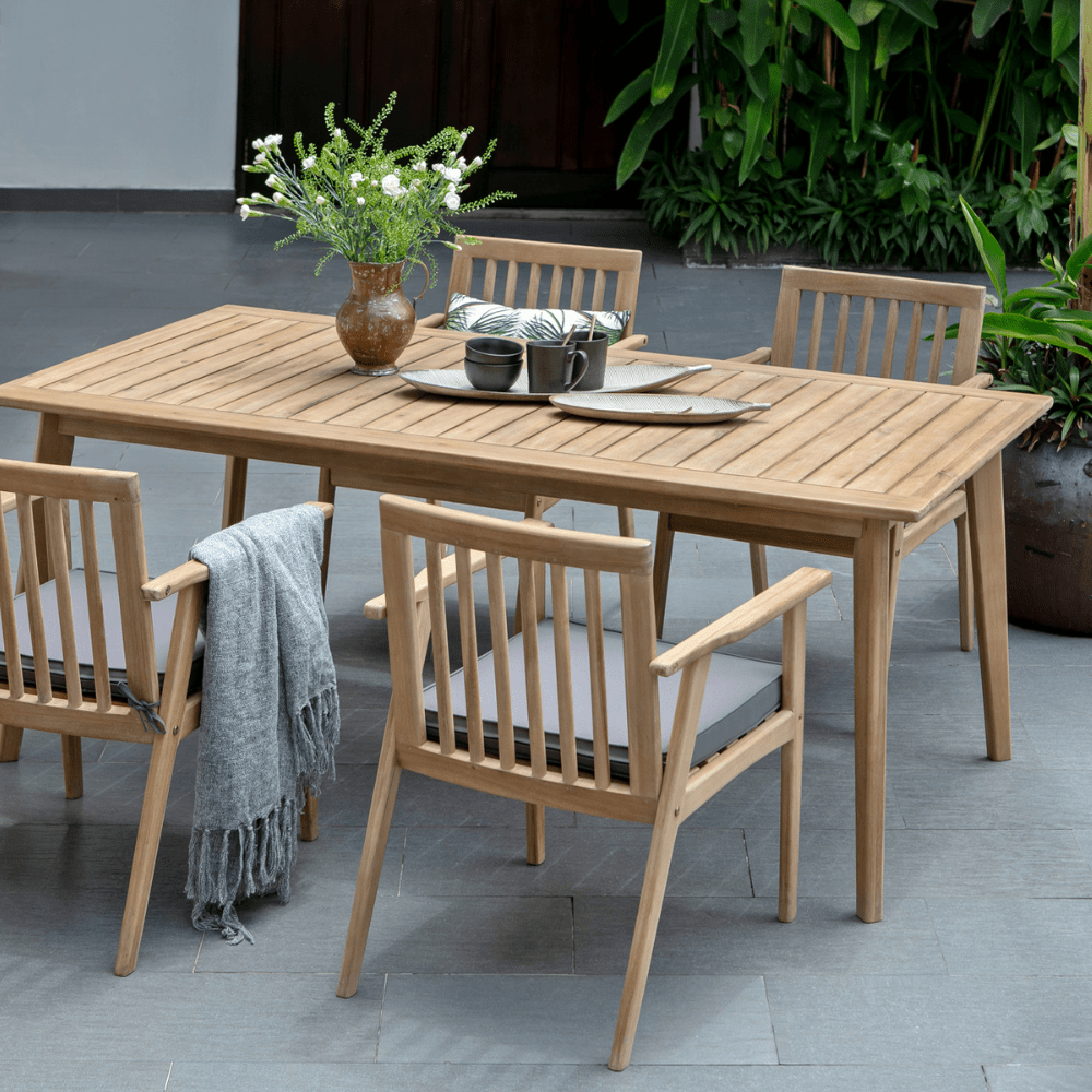 Teak outdoor dining chairs deals