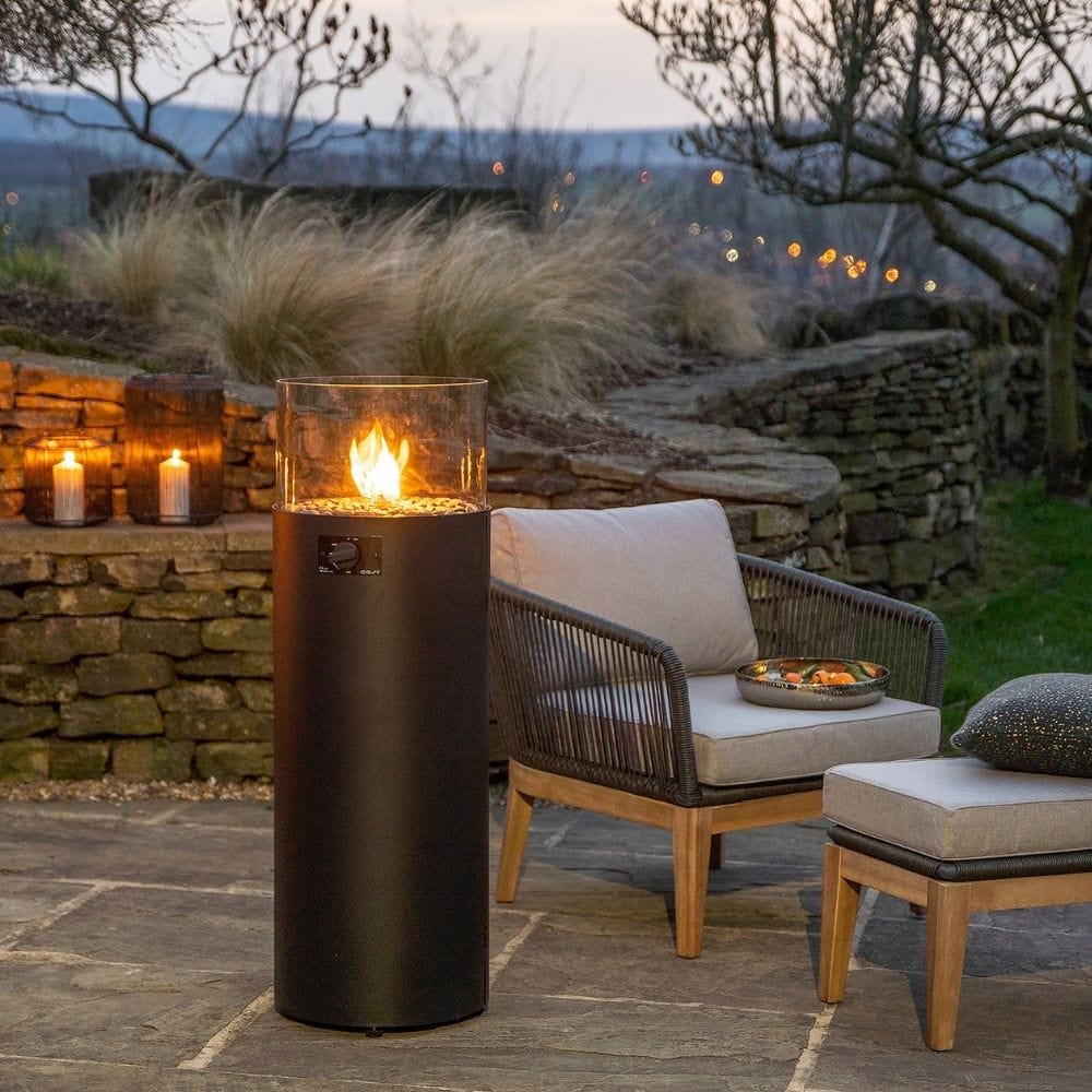 Outdoor Black Floor Fire Lantern/Pillar