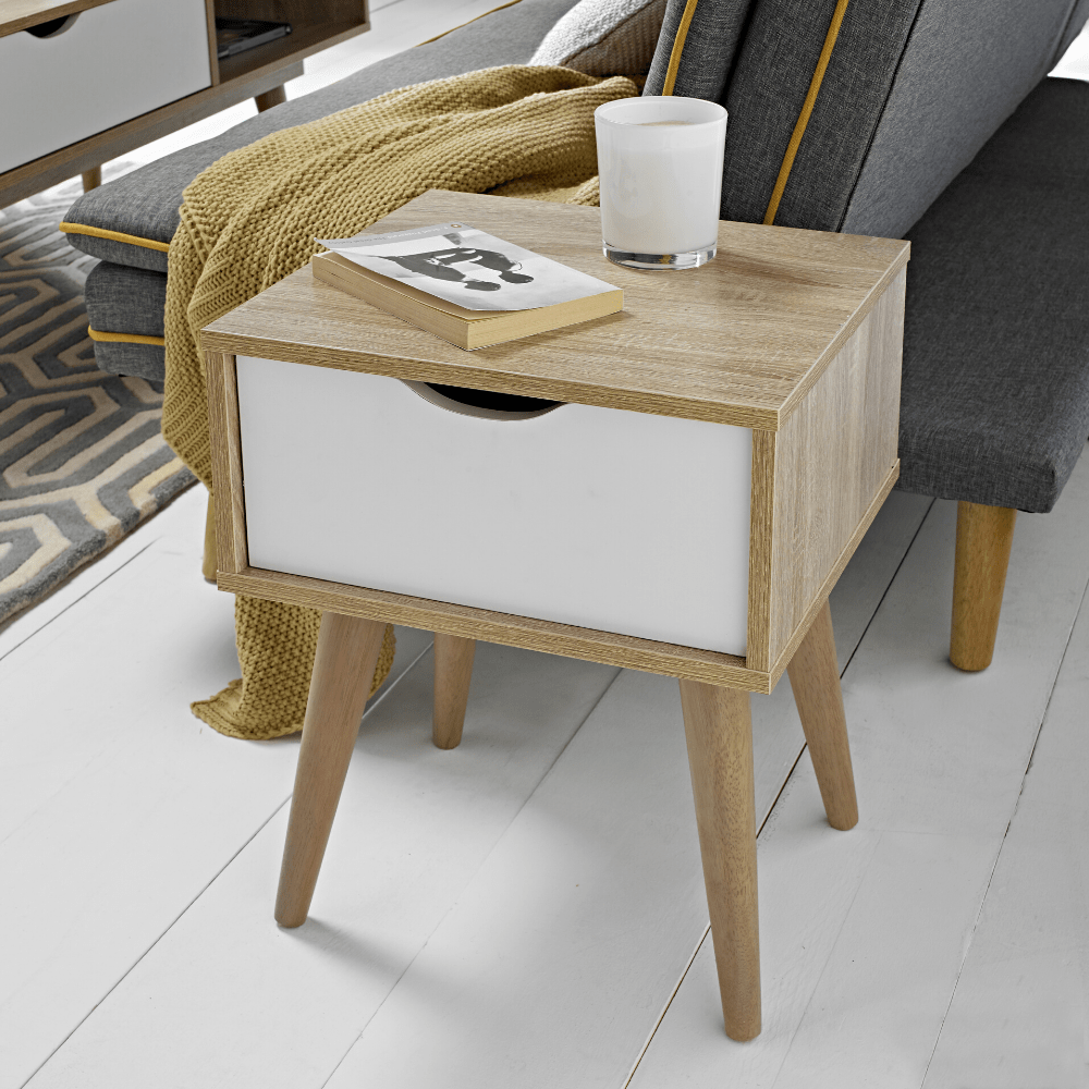 Scandi bedside table wood deals