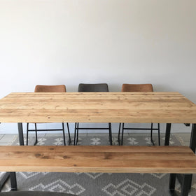 Light Driftwood Reclaimed Dining Table And Bench