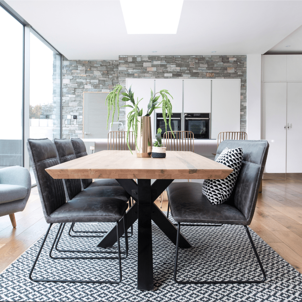 Oak Dining Table With Black Chairs Kingston Collection 240cm Solid