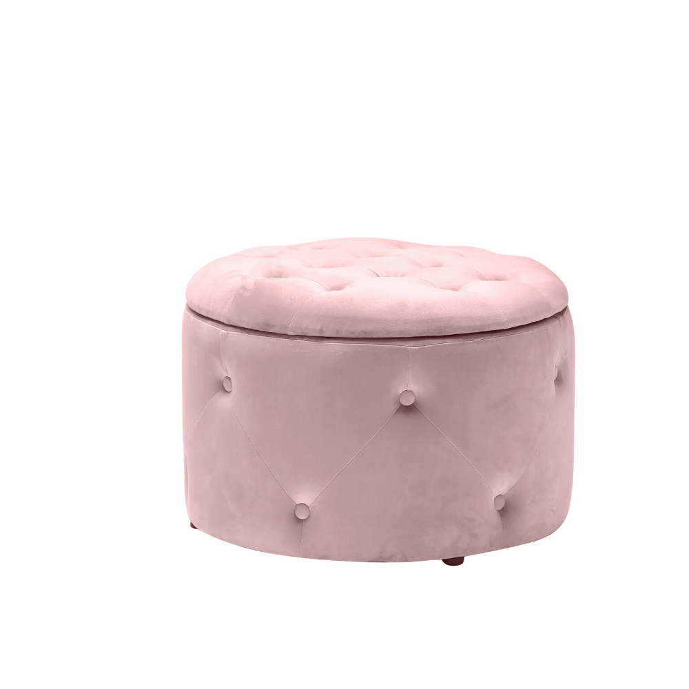 Pink velvet footstool store with storage