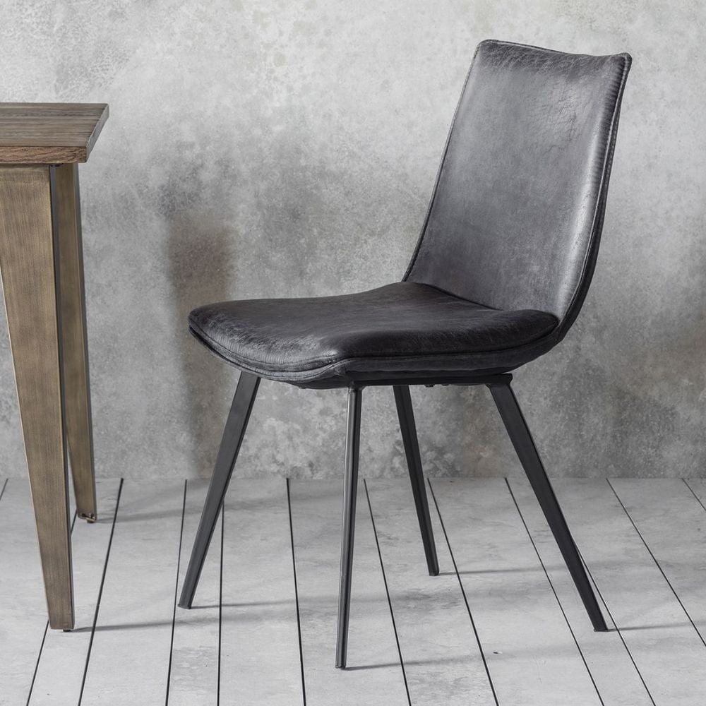 Charcoal faux outlet leather dining chairs