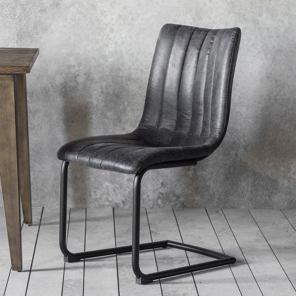 Charcoal leather dining deals chairs