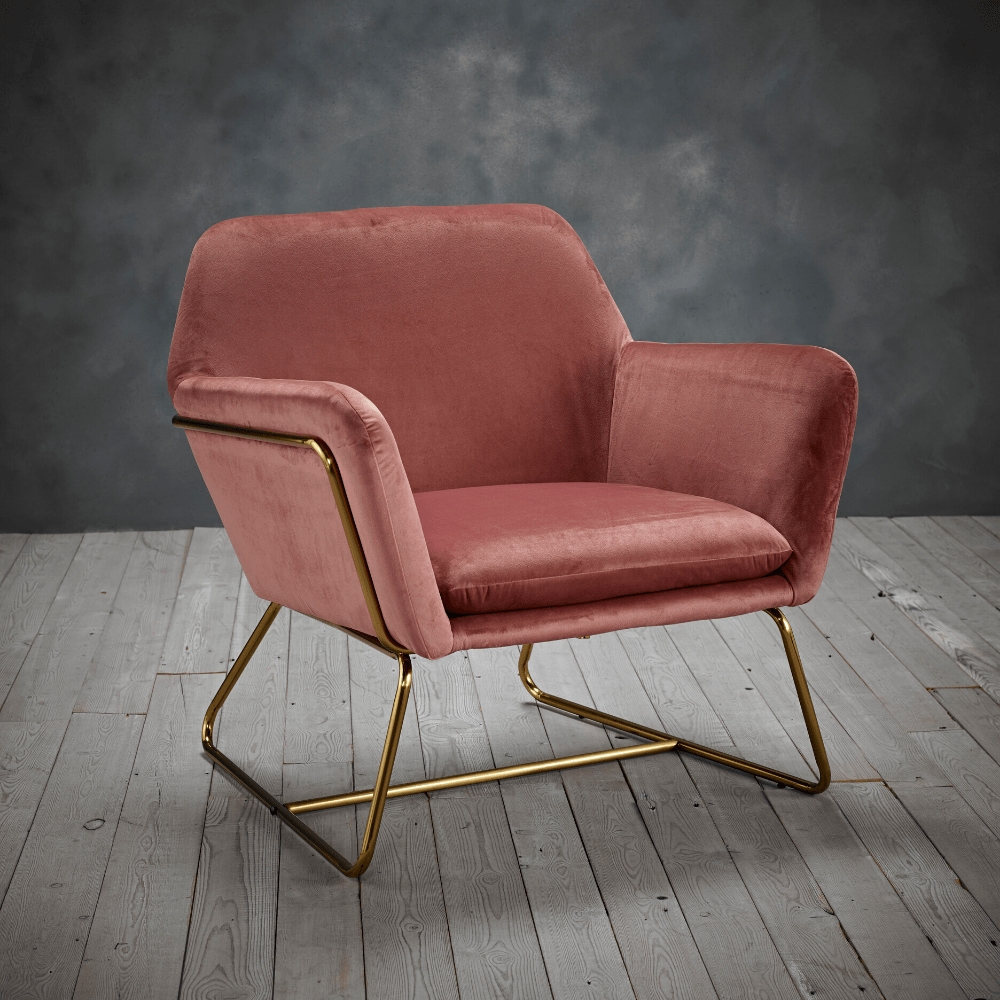 Moko Vintage Pink Velvet Lounge Chair Free Delivery H W